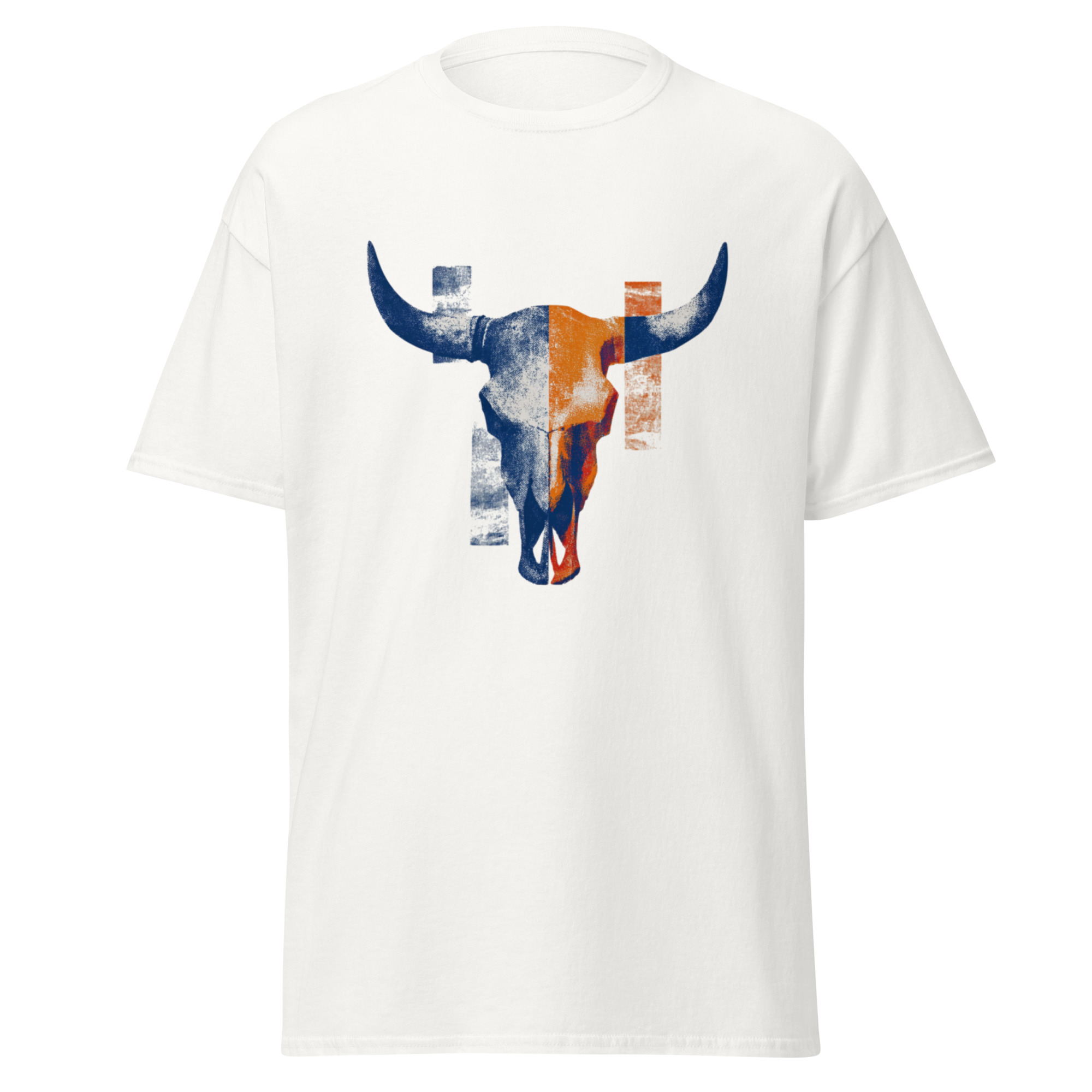 unisex-classic-tee-white-front-6a044b51d8cd1.jpg Abstract Longhorn T-Shirt | Texas Pride - Image 1