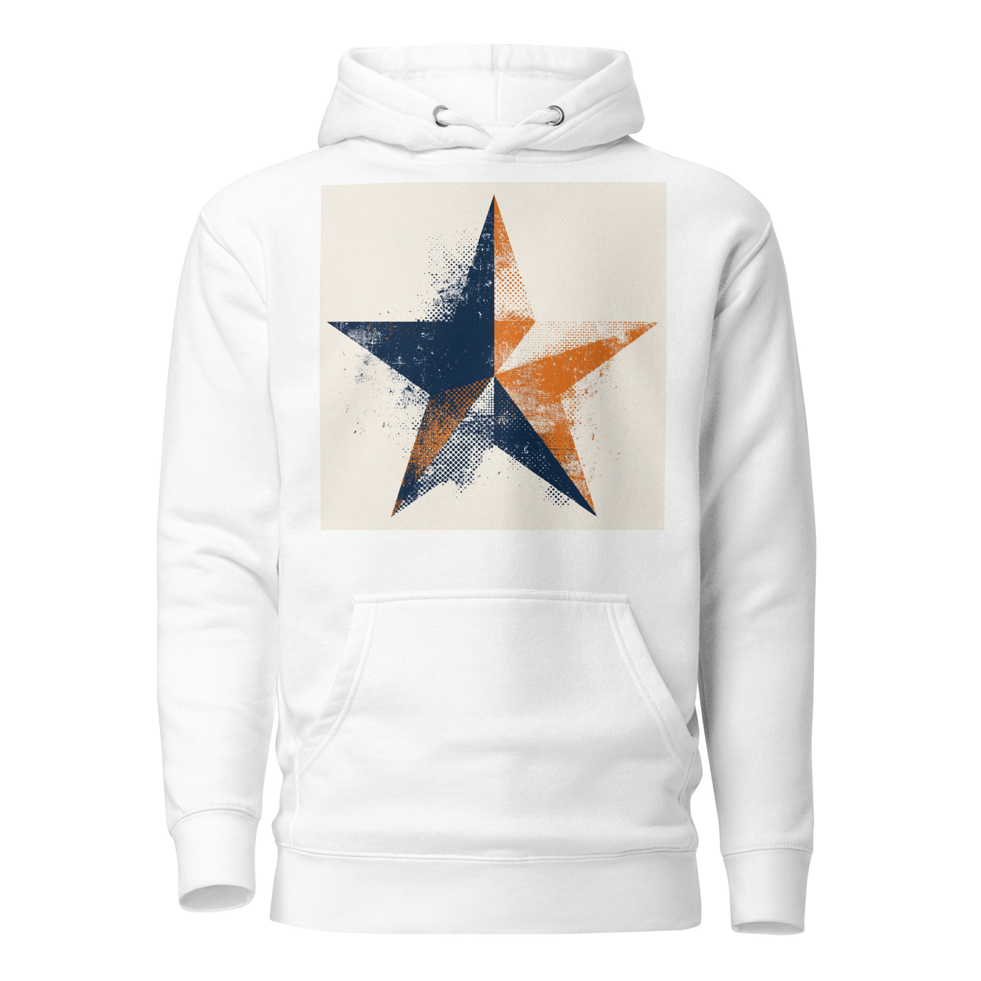 unisex-premium-pullover-hoodie-white-front-6a01a3c5beb8a.jpg Halftone Star Hoodie | Texas Pride - Image 1