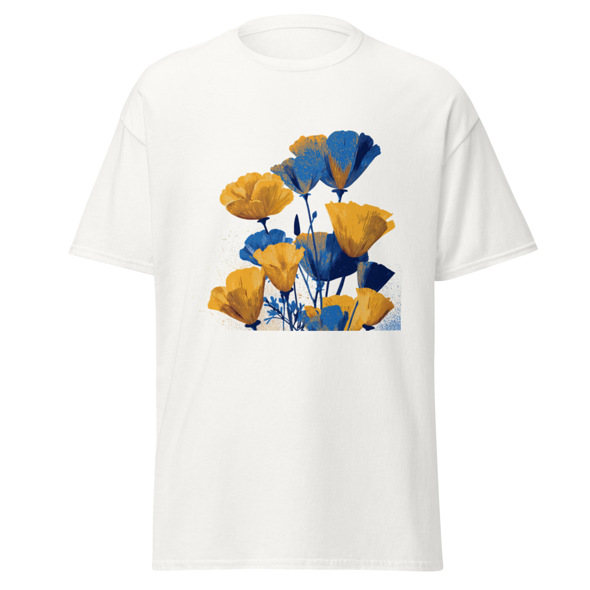 unisex-classic-tee-white-front-6a2021f652503.jpg California Poppy Bloom T-Shirt | California Pride - Image 1