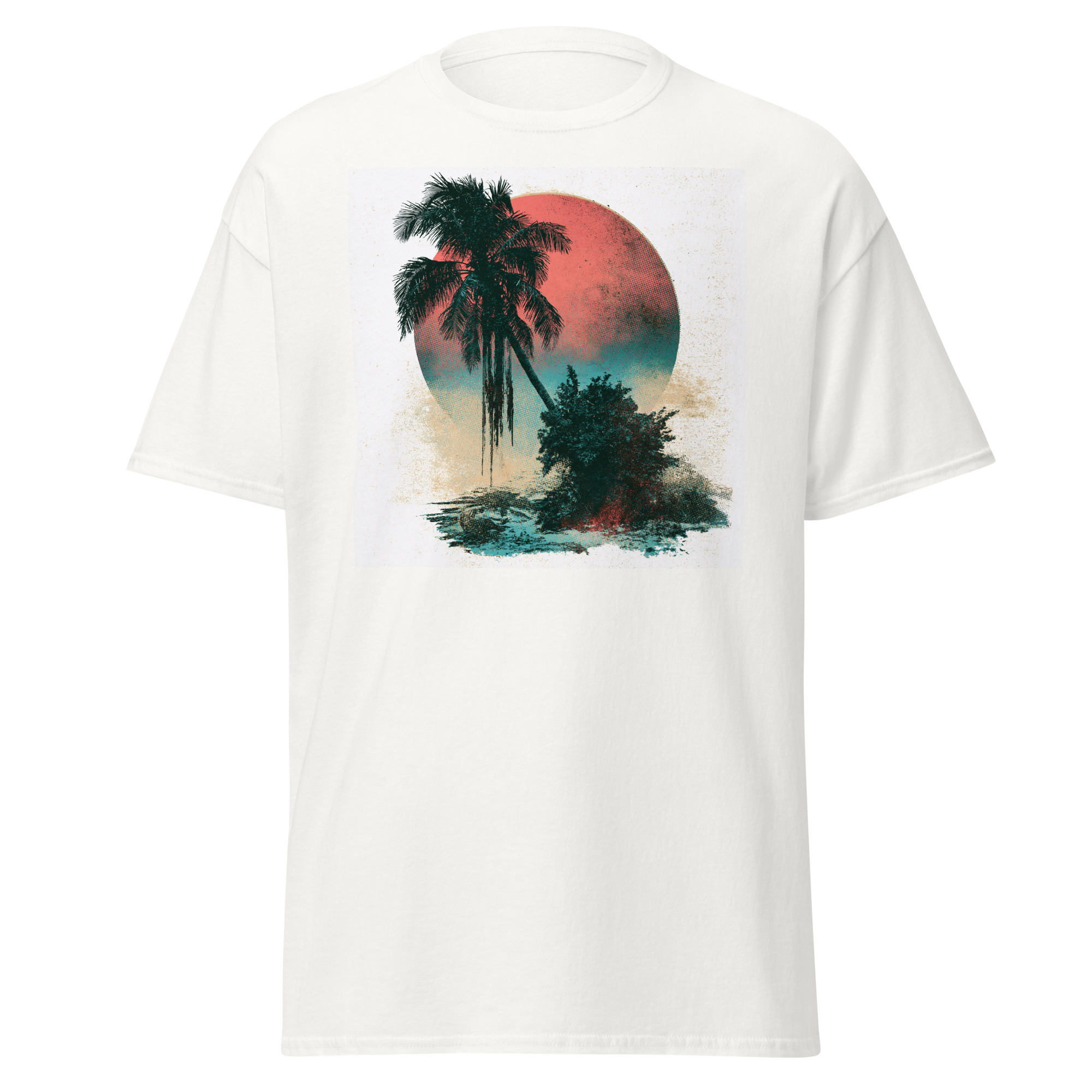 unisex-classic-tee-white-front-6a443ca3ccd3a.jpg Florida Palm Sunset T-Shirt | Florida Pride - Image 1