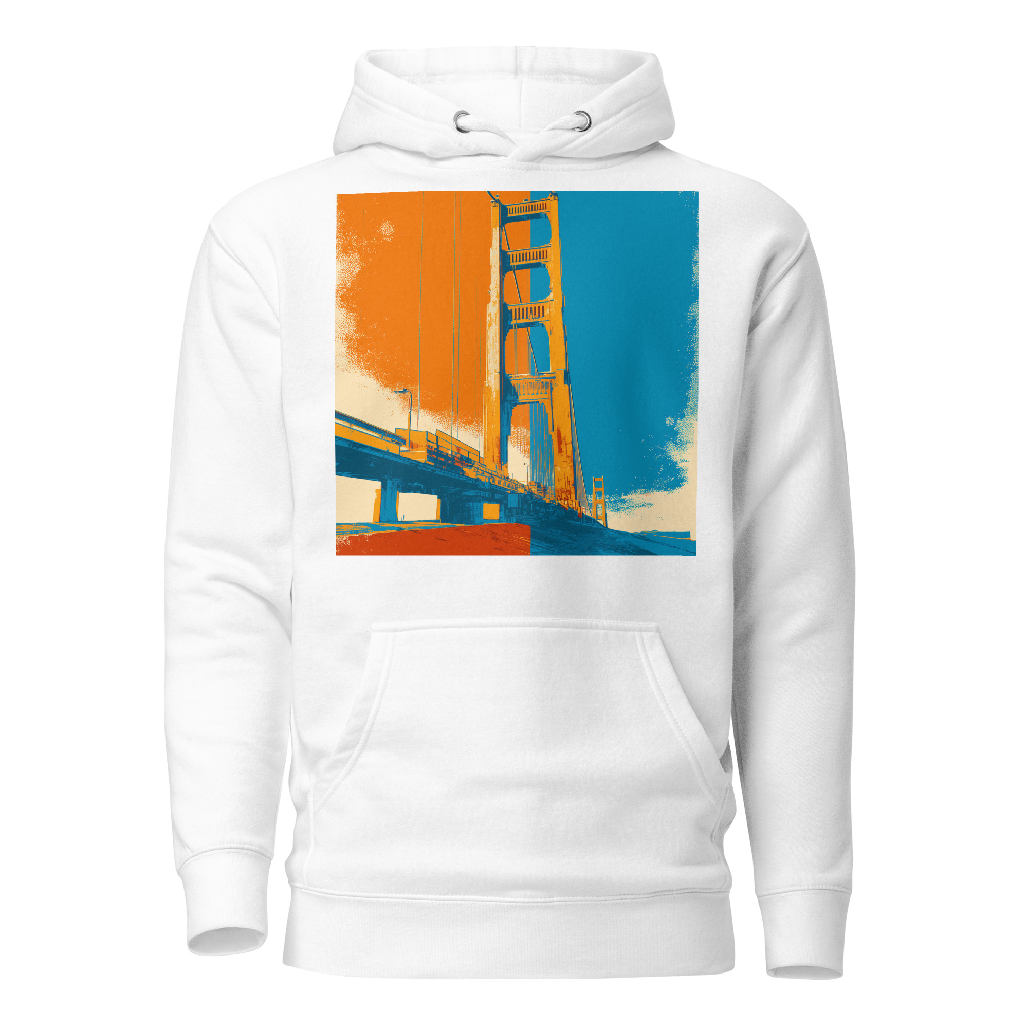 unisex-premium-pullover-hoodie-white-front-6a202209a1742.jpg Golden Gate Bold Pop Art Hoodie | California Pride - Image 1