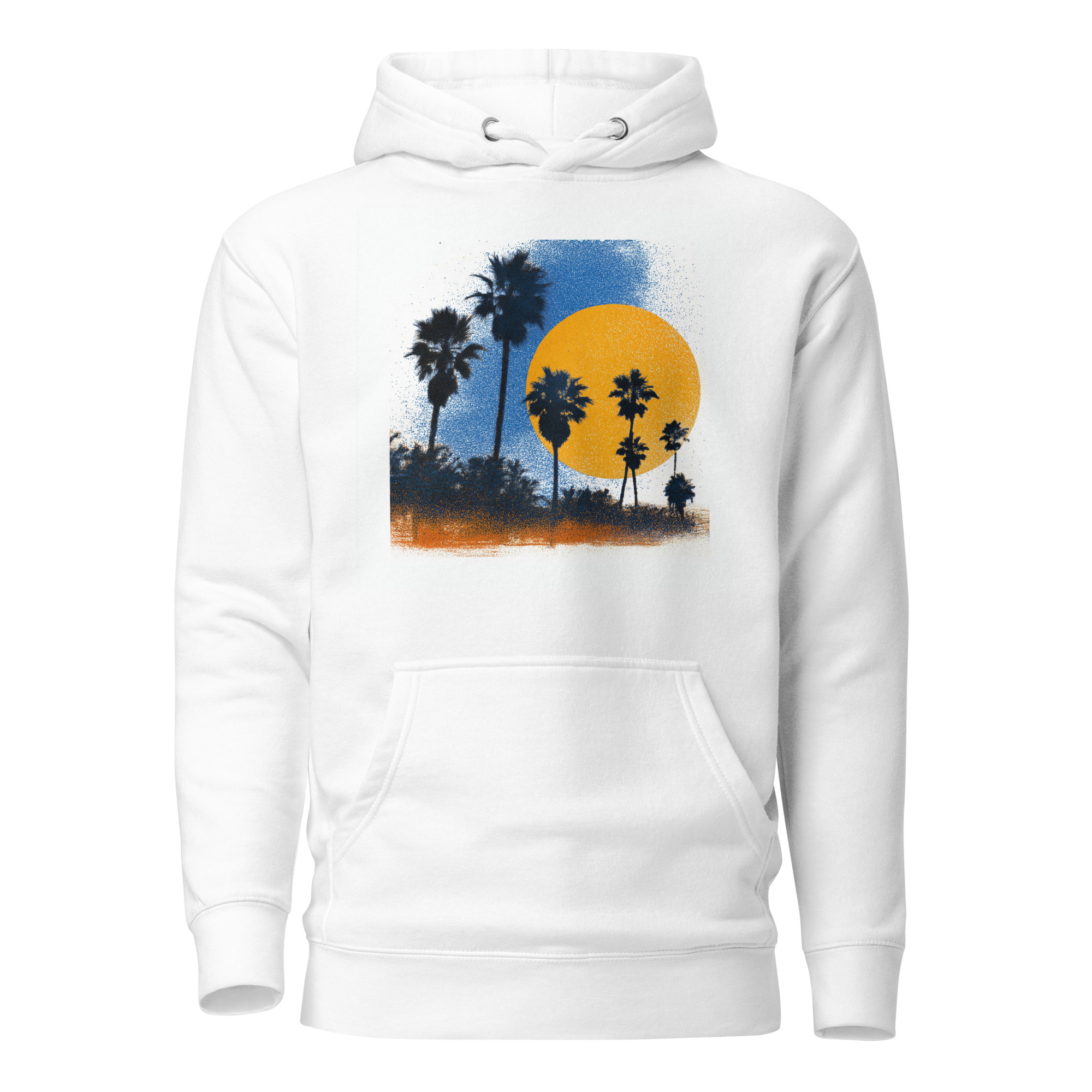 unisex-premium-pullover-hoodie-white-front-6a29373aecafc.jpg Palm Trees Sunset Hoodie | California Pride - Image 1
