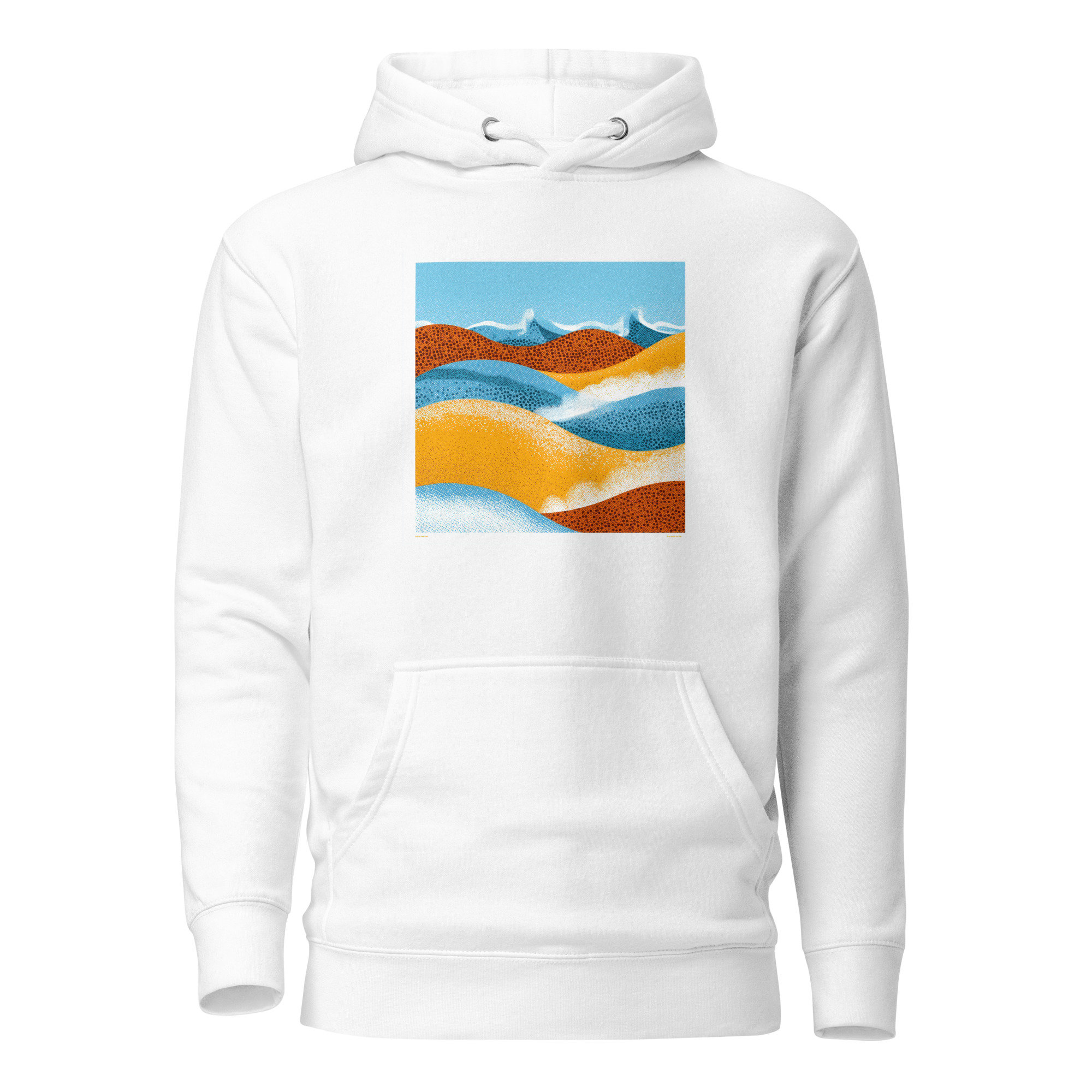 unisex-premium-pullover-hoodie-white-front-6a29375a1f553.jpg Pacific Waves Abstract Hoodie | California Pride - Image 1