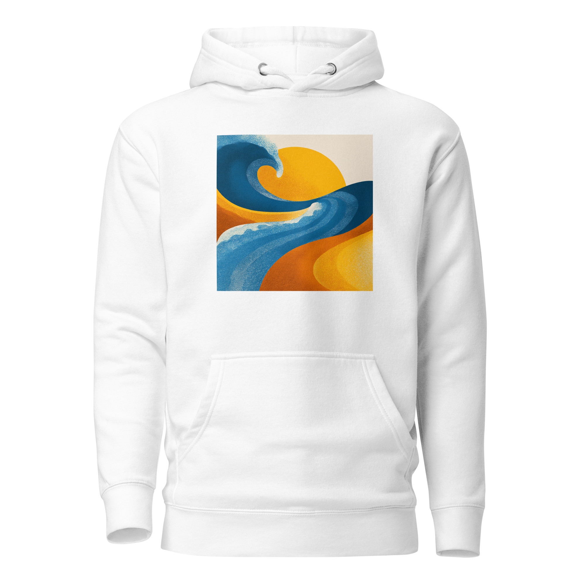 unisex-premium-pullover-hoodie-white-front-6a29376aef32e.jpg Ocean Wave Sun Hoodie | California Pride - Image 1