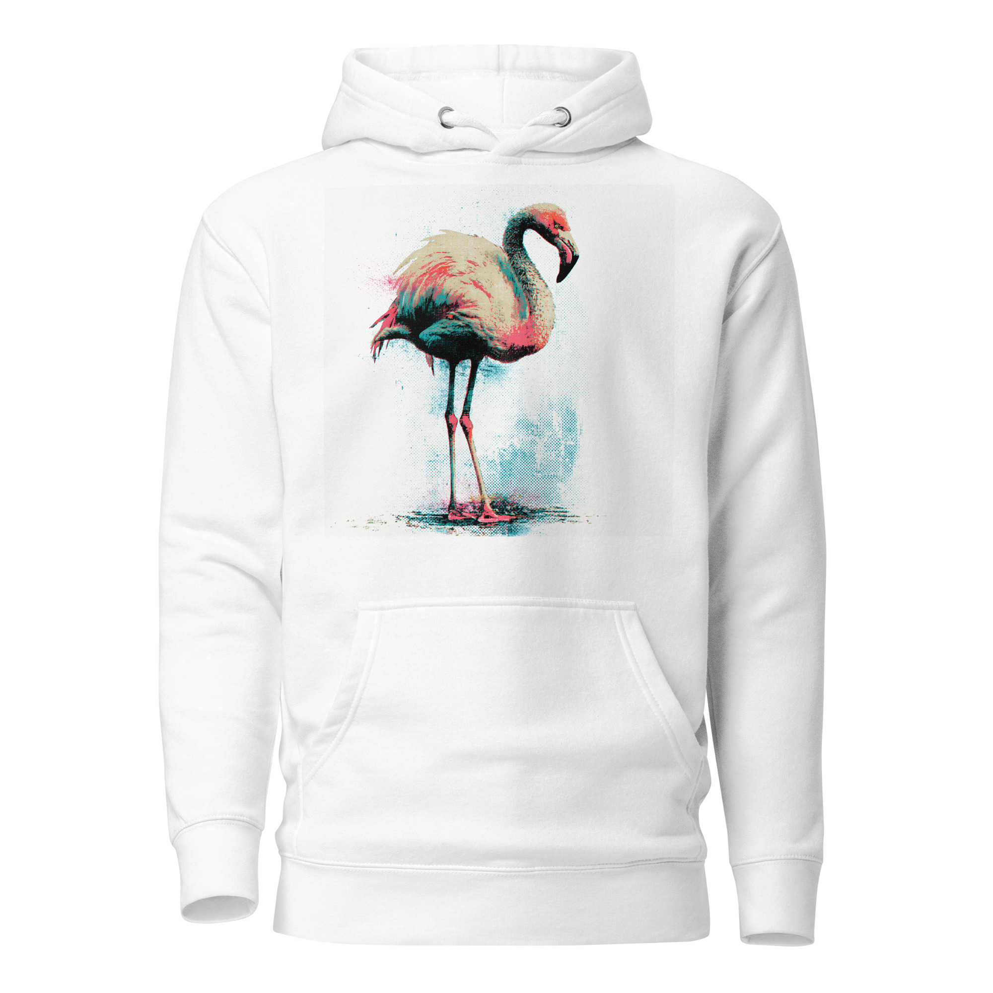 unisex-premium-pullover-hoodie-white-front-6a37bbb8d4d6c.jpg Florida Flamingo Splash Hoodie | Florida Pride - Image 1