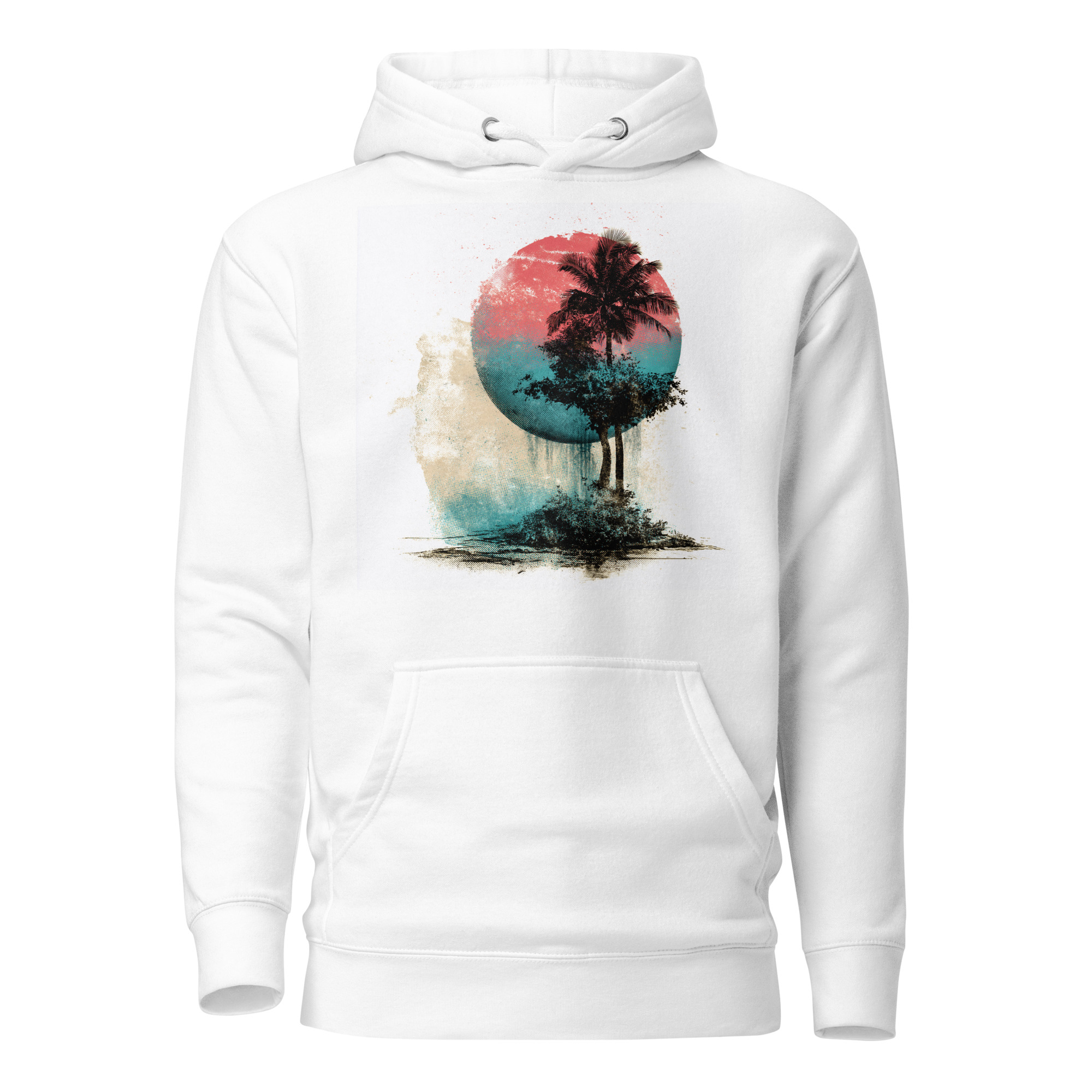 unisex-premium-pullover-hoodie-white-front-6a443cfb76b4e.jpg Tropical Tree Sunset Hoodie | Florida Pride - Image 1