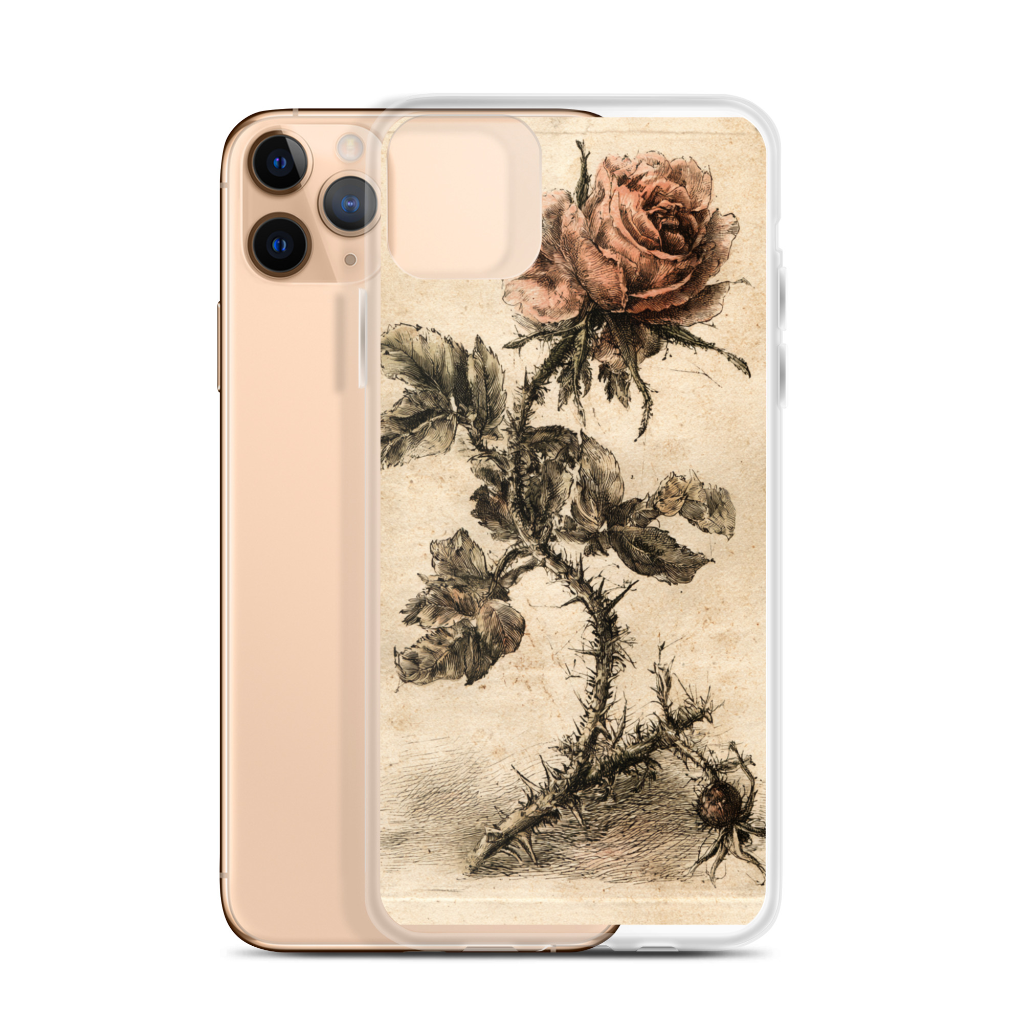 clear-case-for-iphone-iphone-11-pro-max-case-with-phone-6a7d78a84d768.jpg Wild Rose iPhone Case | Nature Art - Image 1