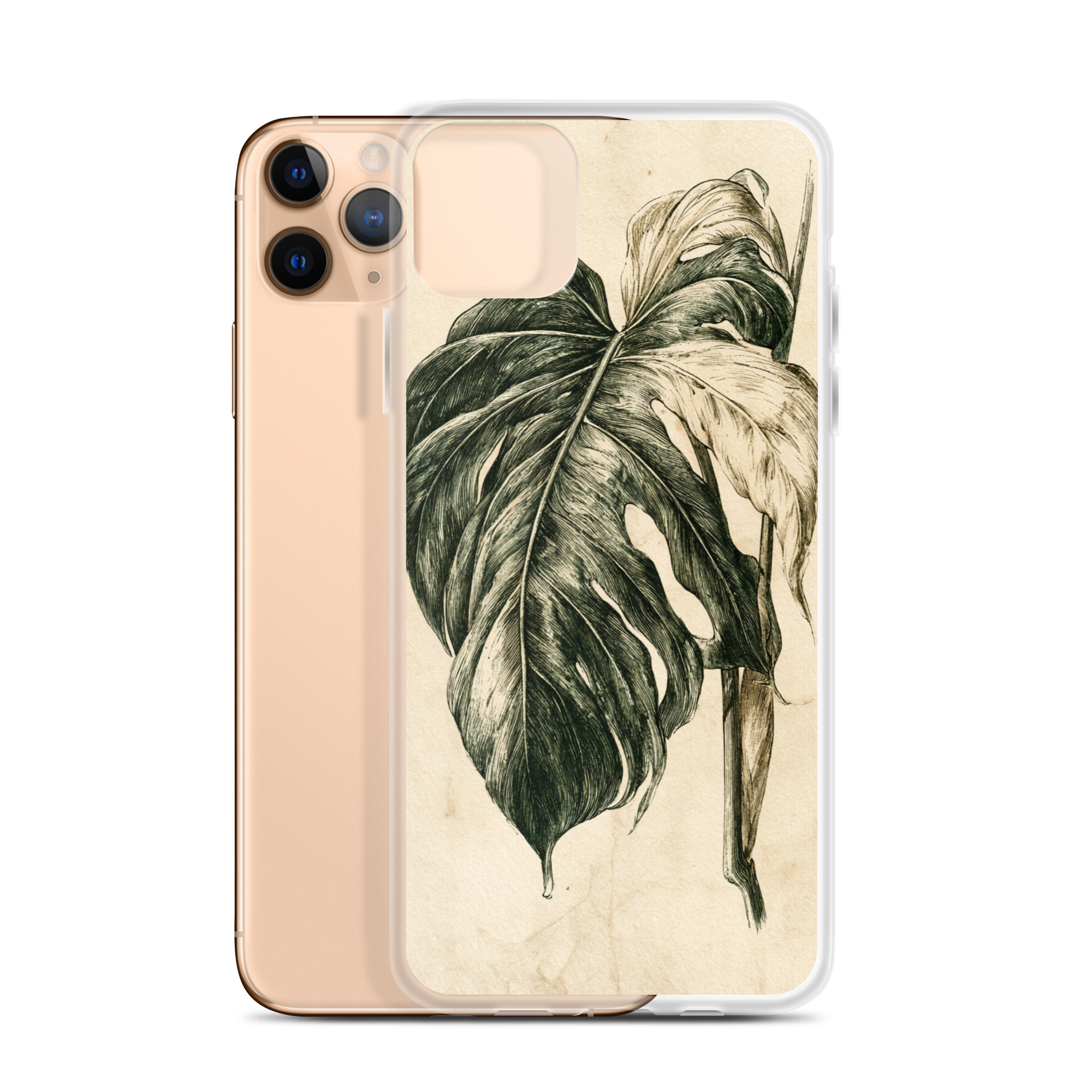 clear-case-for-iphone-iphone-11-pro-max-case-with-phone-6a7d792f6997d.jpg Monstera Leaf iPhone Case | Nature Art - Image 1