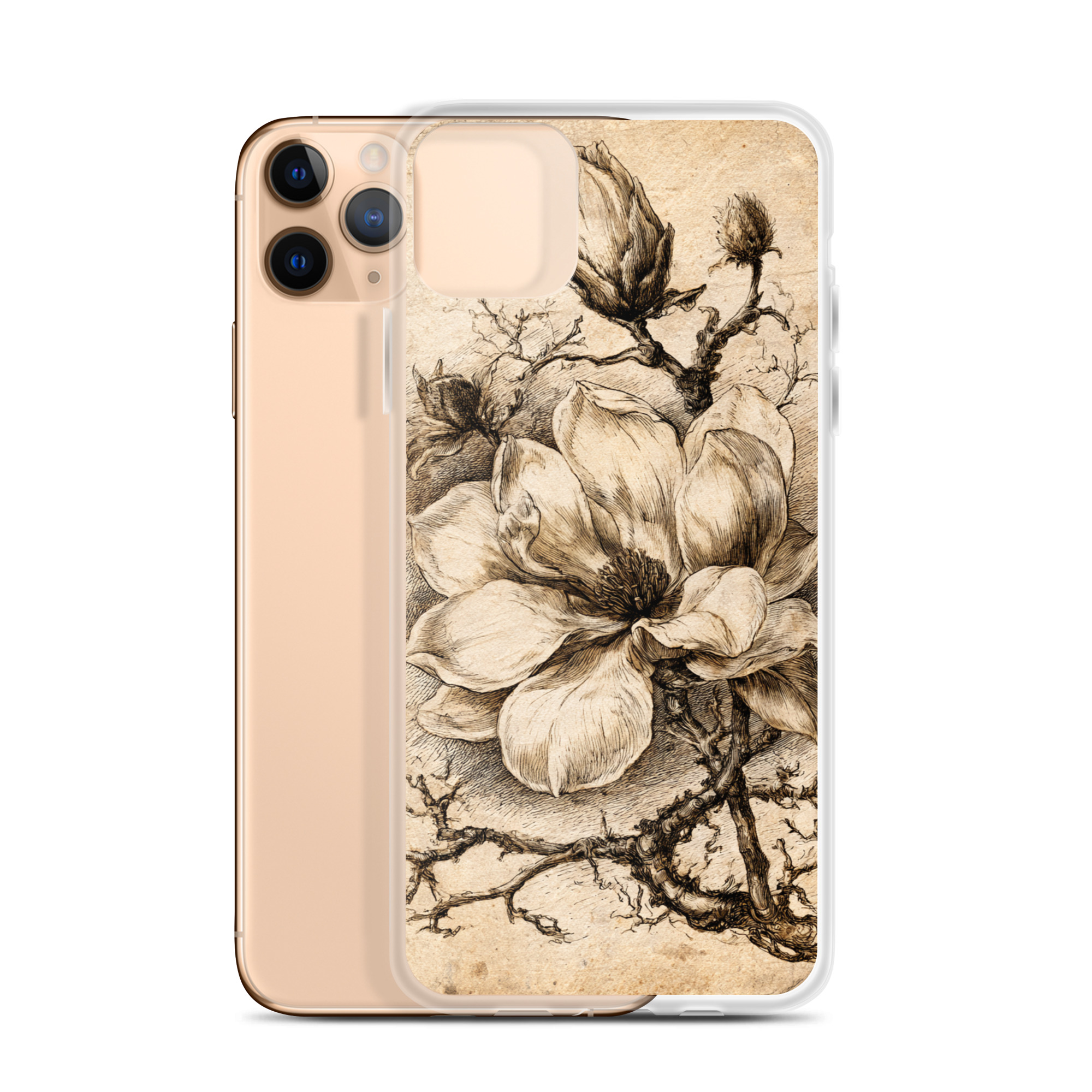 clear-case-for-iphone-iphone-11-pro-max-case-with-phone-6a7d7ba87b9c3.jpg Magnolia Botanical iPhone Case | Nature Art - Image 1