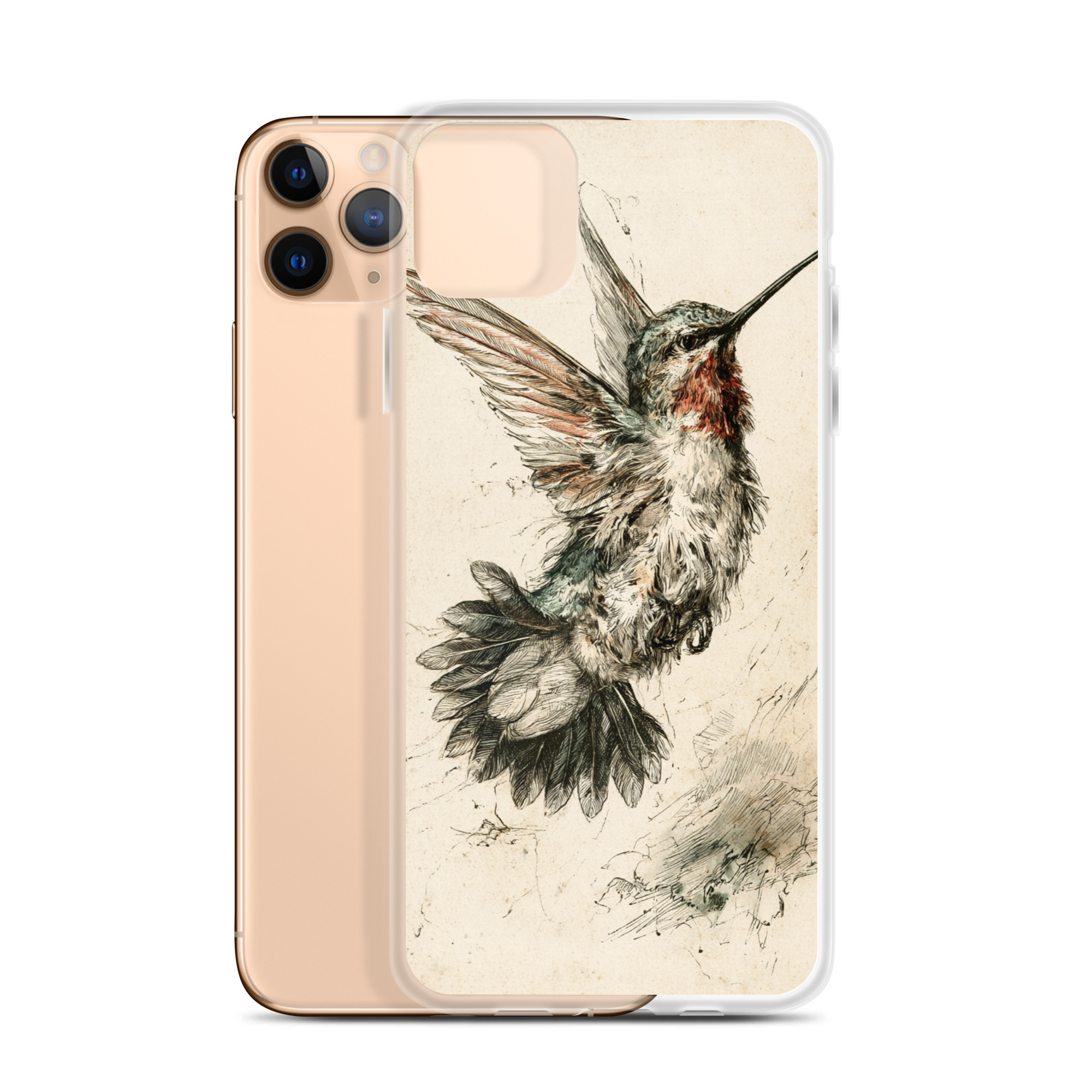 clear-case-for-iphone-iphone-11-pro-max-case-with-phone-6a7e14a87dd06.jpg Hummingbird iPhone Case | Nature Art - Image 1