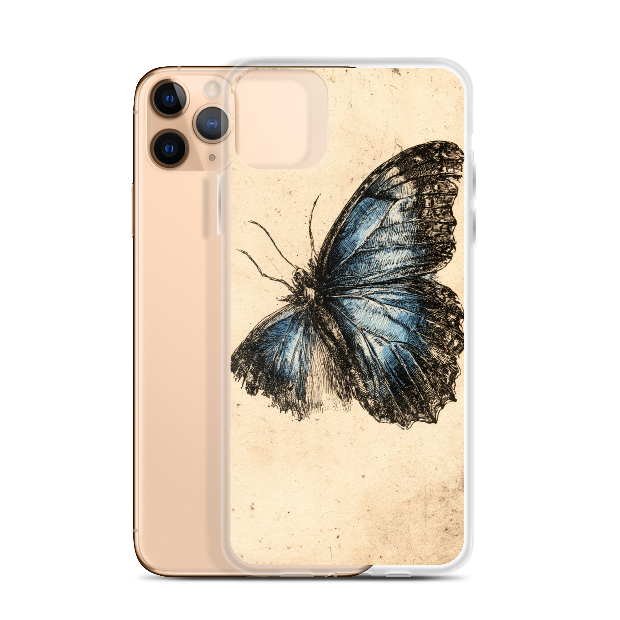 clear-case-for-iphone-iphone-11-pro-max-case-with-phone-6a7e226fd40d5.jpg Blue Morpho Butterfly iPhone Case | Nature Art - Image 1
