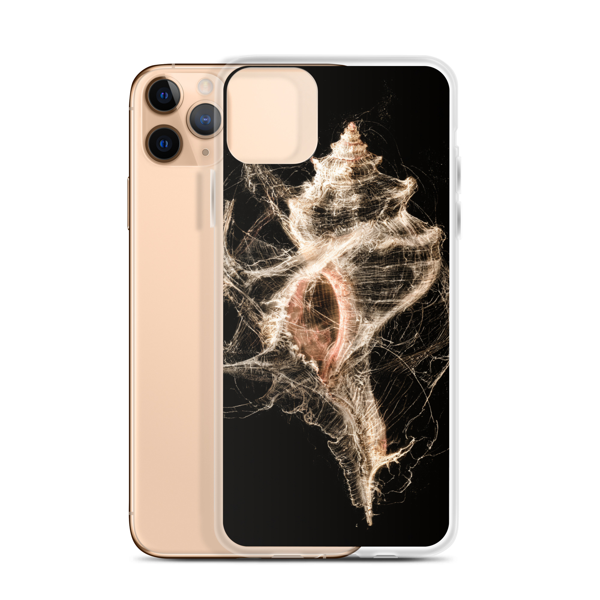 clear-case-for-iphone-iphone-11-pro-max-case-with-phone-6a8c7f13ac674.jpg Dark Conch Shell iPhone Case | Nature Art - Image 1