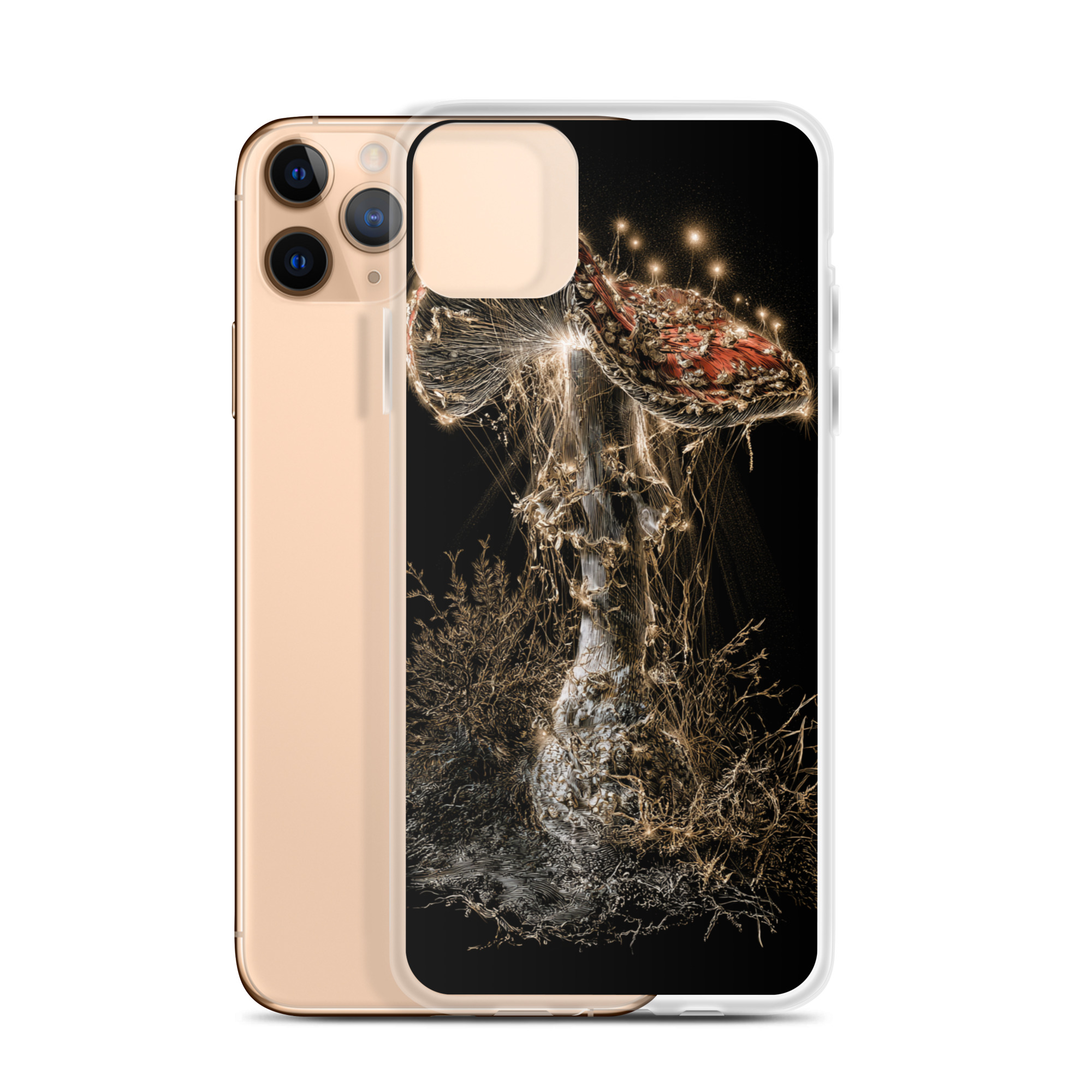 clear-case-for-iphone-iphone-11-pro-max-case-with-phone-6a8c7f78292c1.jpg Dark Fly Agaric Mushroom iPhone Case | Nature Art - Image 1