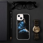 Dark Blue Morpho Butterfly iPhone Case | Nature Art - Image 93
