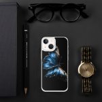 Dark Blue Morpho Butterfly iPhone Case | Nature Art - Image 84