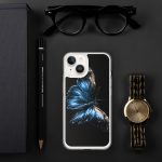 Dark Blue Morpho Butterfly iPhone Case | Nature Art - Image 105