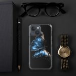 Dark Blue Morpho Butterfly iPhone Case | Nature Art - Image 117
