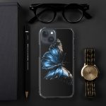 Dark Blue Morpho Butterfly iPhone Case | Nature Art - Image 108